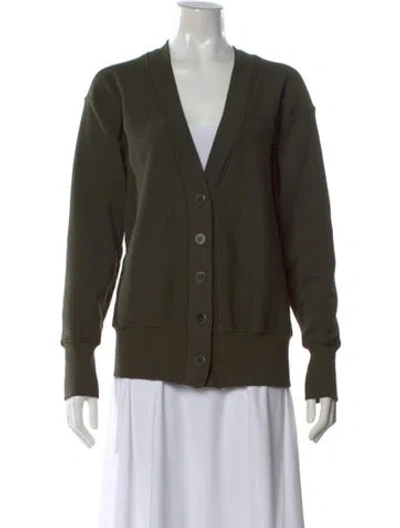 Pre-owned Les Tien V-neck Sweater In Green