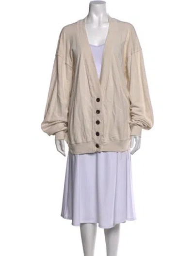 Pre-owned Les Tien V-neck Sweater In Neutrals