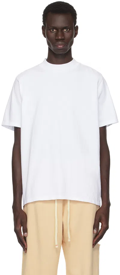 Les Tien White Heavyweight Mock Neck T-shirt