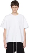 Les Tien White Lightweight Binded Neck Oversized T-shirt In White