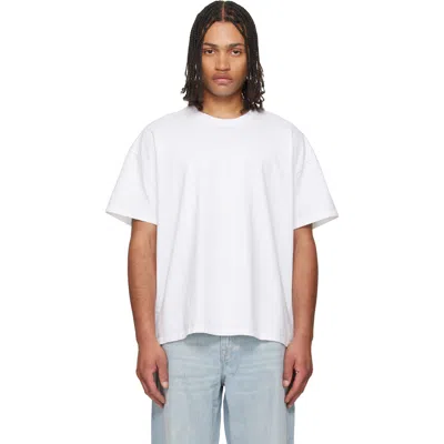 Les Tien White Lightweight Binded Neck Oversized T-shirt