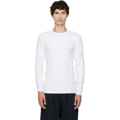 Les Tien White Thermal Fitted Long Sleeve T-shirt