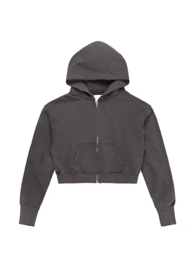 Les Tien Zendaya Cropped Zip Hoodie In Gray