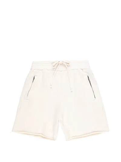 Les Tien Zip-pocket Raw-hem Shorts In White