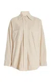 Les Tien Coopa Oversized Crop Button Up Shirt In Ivory In Ivory