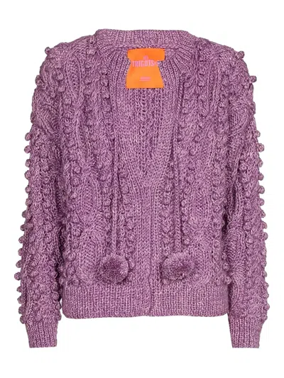 Les Tricots Bobble Cardigan In Purple