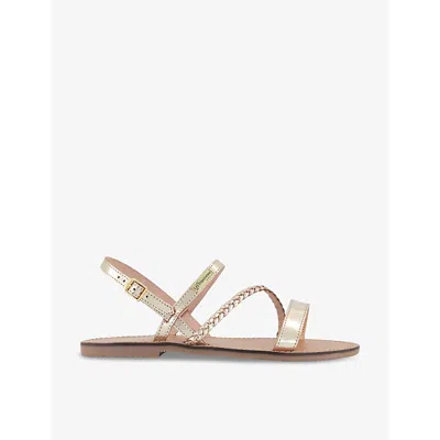 Les Tropeziennes Womens Gold Batresse Braided-strap Leather Sandals