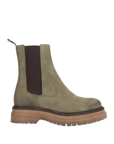 Les Tulipes Woman Ankle Boots Military Green Size 9 Leather
