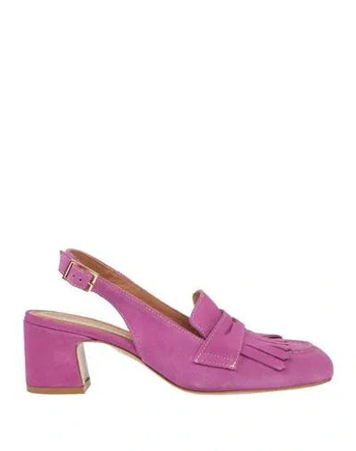 Les Tulipes Woman Loafers Mauve Size 7 Leather In Purple