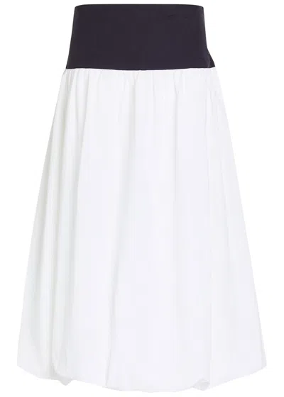 Les Vacances D'irina Jupe Bouffante Pleated Cotton Midi Skirt In White