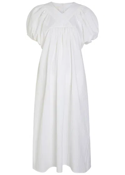 Les Vacances D'irina Mo Crinkled Cotton Maxi Dress In White