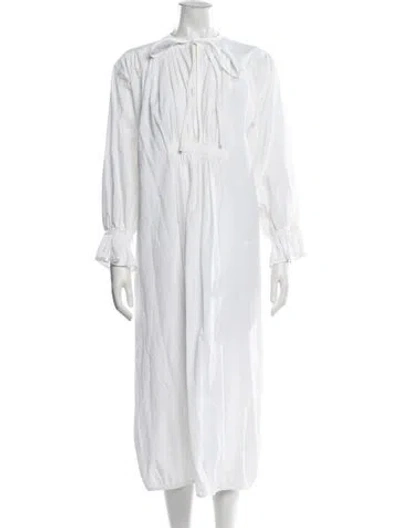 Pre-owned Les Vacances D'irina Tie Neck Long Dress In White