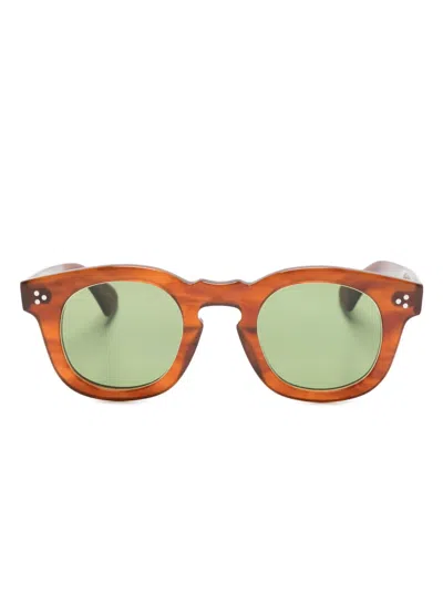 Lesca Card Round-frame Sunglasses In Orange