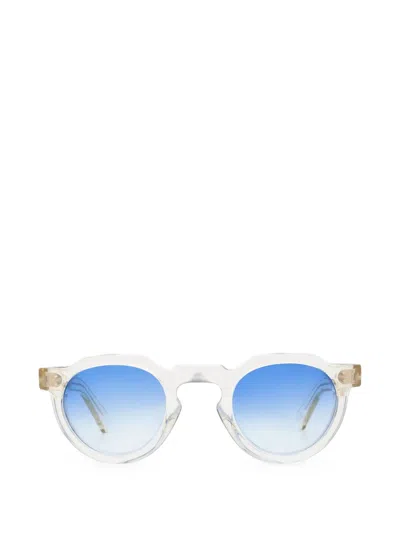 Lesca Crown Panto Round-frame Sunglasses In Nude