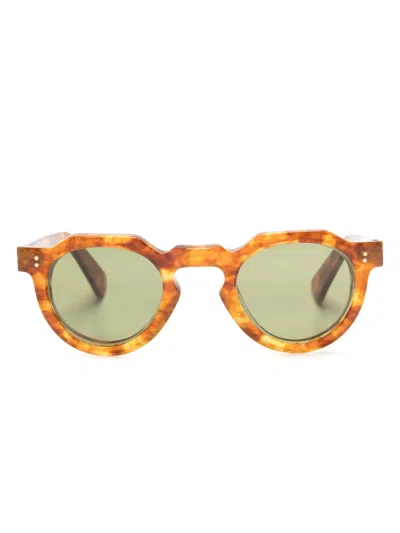 Lesca Crown Tortoiseshell Round-frame Sunglasses In Green