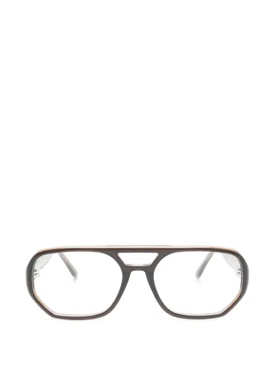Lesca Fefe Double-bridge Glasses In Brown