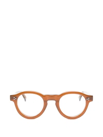 Lesca Gaston Round-frame Glasses In Brown