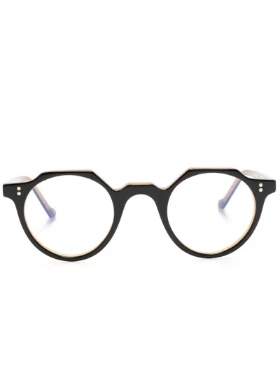 Lesca Heri Round-frame Glasses In Black