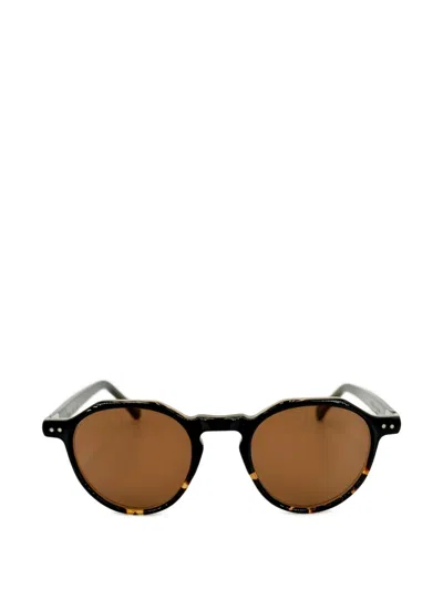 Lesca Icon Round-frame Sunglasses In Black