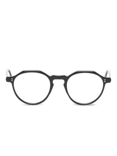 Lesca Icon Xl Round-frame Glasses In Black