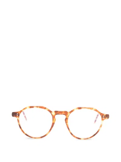 Lesca Icon Xl Round-frame Glasses In Brown