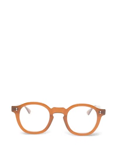 Lesca Mose Round-frame Glasses In Brown