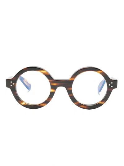 Lesca Phil Round-frame Glasses In Brown