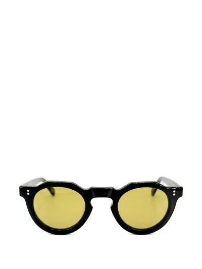Lesca Pica Sun 几何形框太阳眼镜 In Black