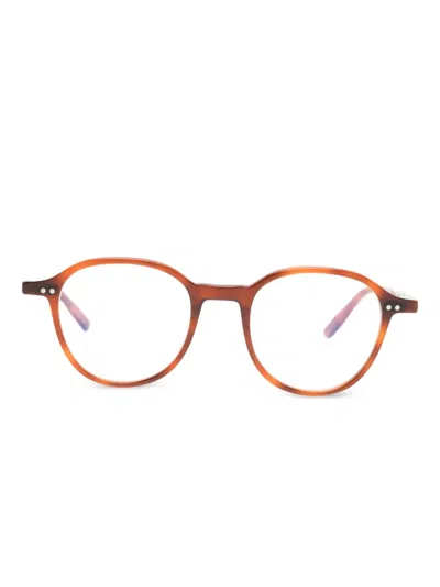 Lesca Puno Round-frame Glasses In Brown
