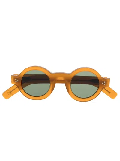 Lesca Round-frame Tinted Sunglasses In Orange