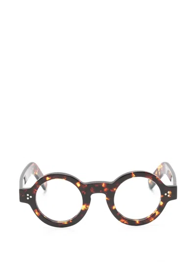 Lesca Round Glasses In Brown