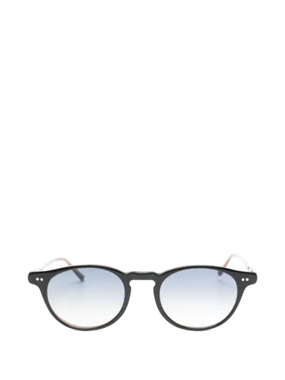 Lesca Round-frame Bref Sunglasses In Black