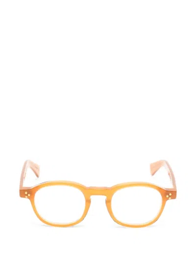 Lesca Round-frame Glasses In Orange