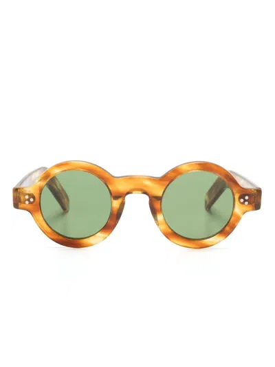 Lesca Tabu Round-frame Sunglasses In Brown