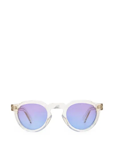 Lesca X Mia Burton Crown Panto Geometric-frame Sunglasses In White