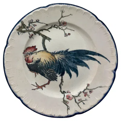 Pre-owned L'escalier De Cristal Dinner Plate , 19th "grands Oiseaux" In Gray