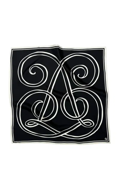 Lescarf Monogram Large Silk Scarf In Black