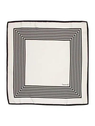 Pre-owned Lescarf Silk Striped Scarf In White