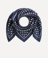 Lescarf Women's Polkadot Print Navy 50x50 Silk Scarf In Blue