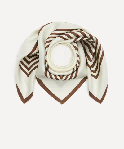 Lescarf Women's Striped Cream 65x65 Silk Scarf In Neutral