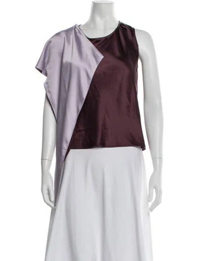 Pre-owned Leset Acetate Colorblock Pattern Top W/ Tags In Purple