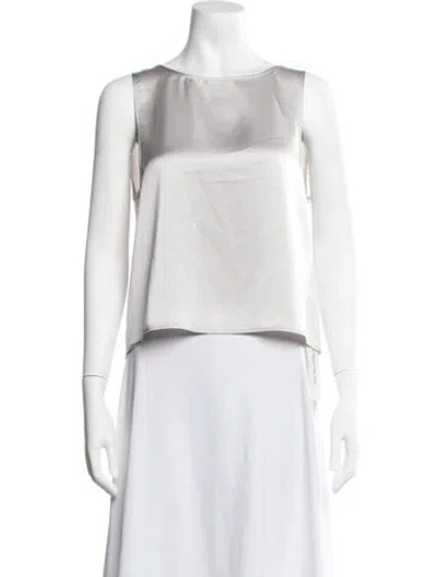 Pre-owned Leset Acetate Crew Neck Top In White