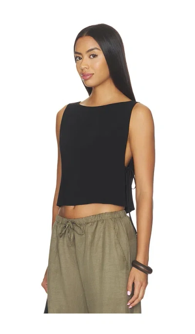 Leset Ari Boatneck Tie Top In Black