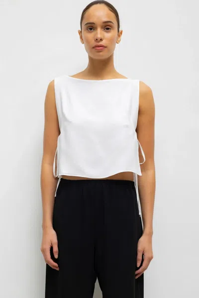 Leset Ari Boatneck Tie Top In White