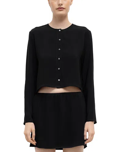 Leset Ari Crop Cardigan Sweater In Black