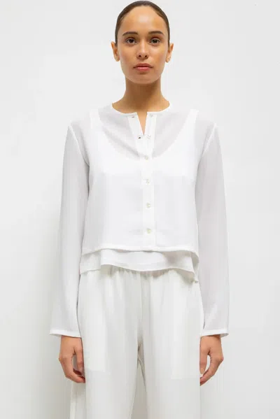 Leset Ari Crop Cardigan In White