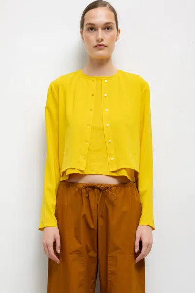 Leset Ari Crop Cardigan In Yellow