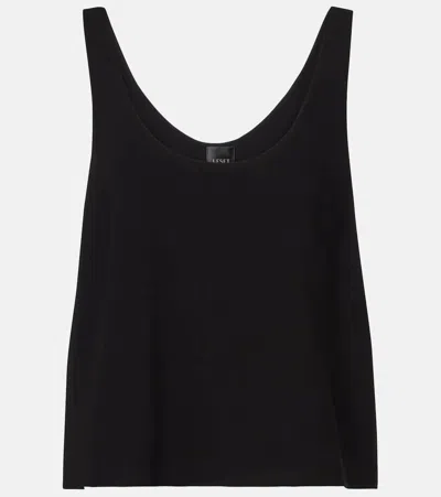 Leset Ari Cropped Crêpe Tank Top In Black