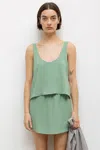 Leset Ari Scoop Tank In Green