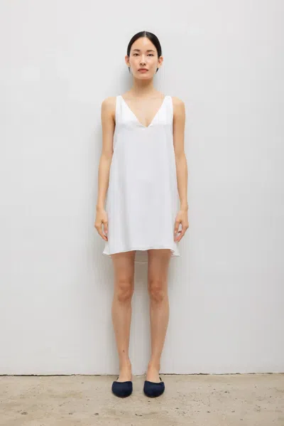 Leset Ari V Neck Mini Dress In White